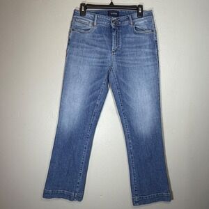 Sportmax Max Mara Perfect Fit Mini Flare Jeans 30 Blue Patented Shaping Luxe